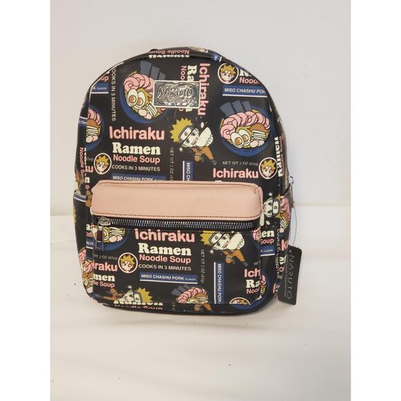 Naruto Shippuden Ichiraku Ramen Mini Backpack Black Pink Faux Leather Bioworld - Picture 12 of 13